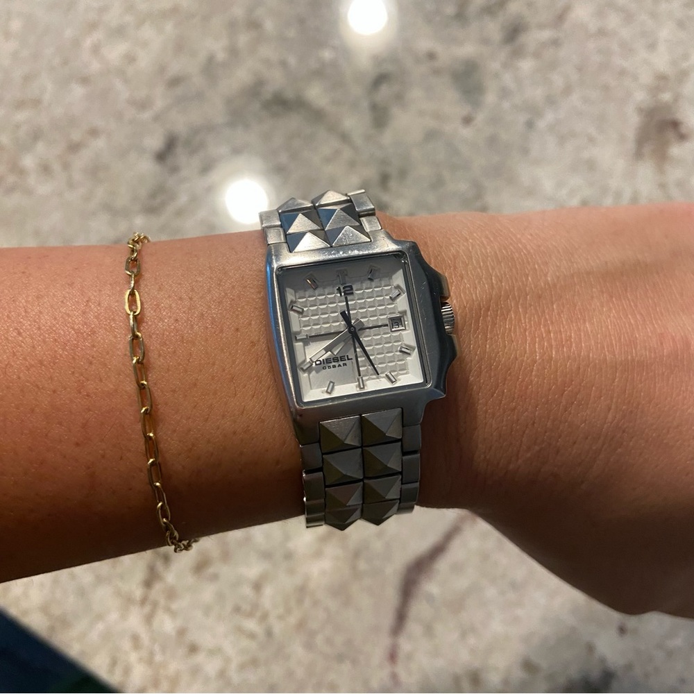 Diesel square studded watch